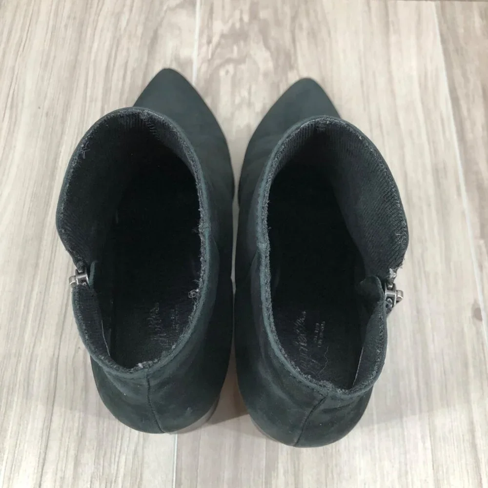 Seychelles Ankle Boots Womens 7 Chapparal Black Nubuck Leather Zip Booties